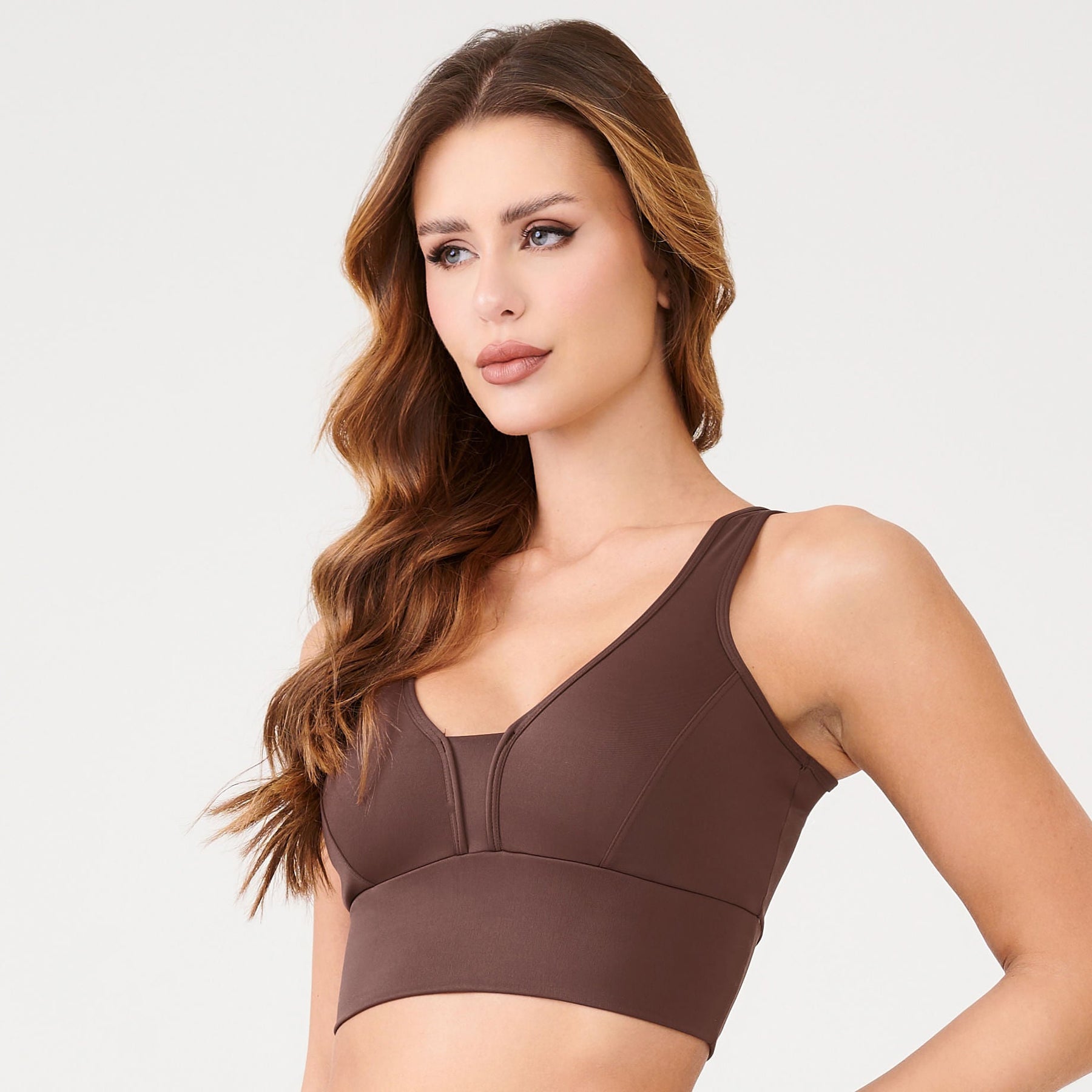 Top Basics Marrom Chocolamore em Suplex Poliamida Com Bojo