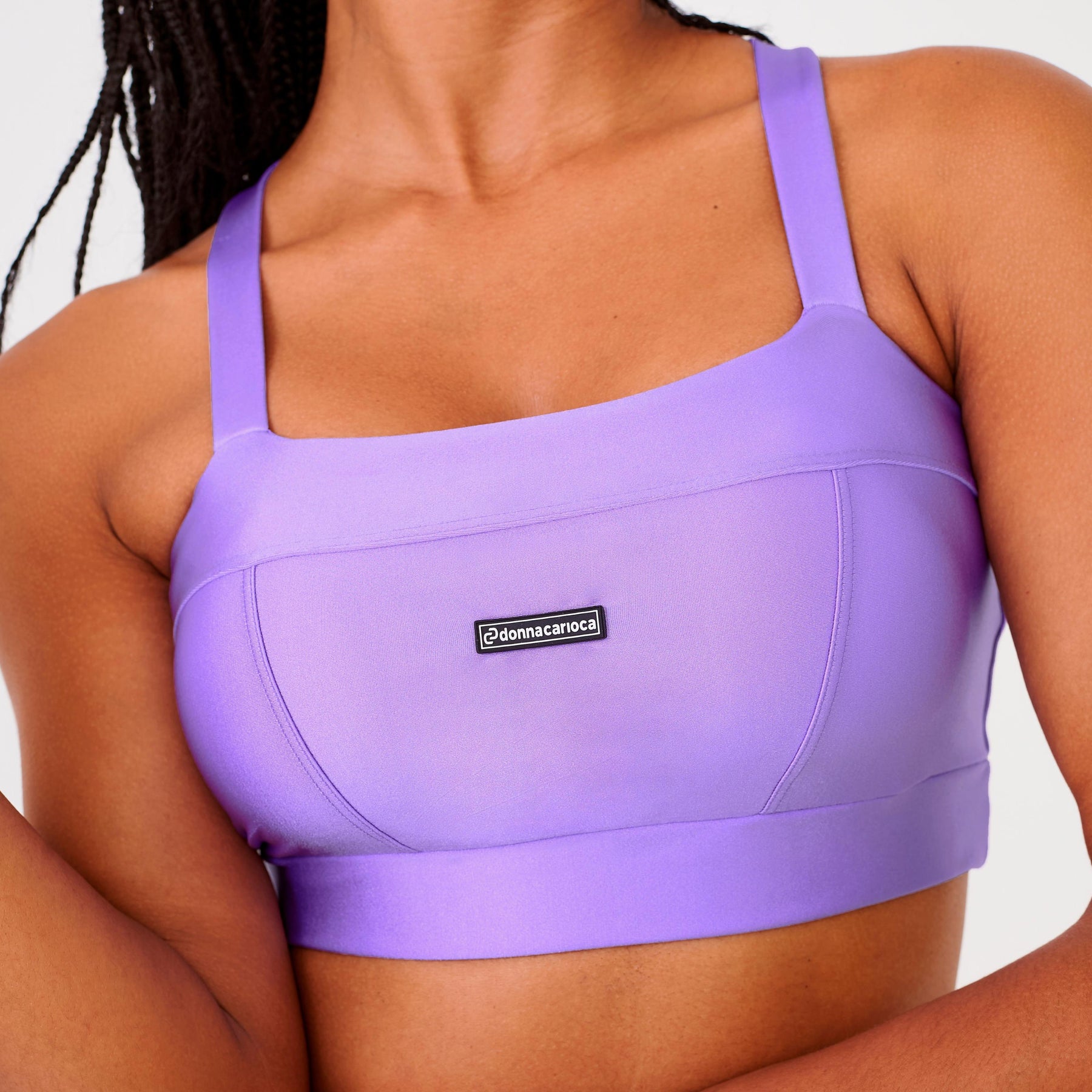 Top Faixa Com Recortes Lilas Dream em Tecido Platinado