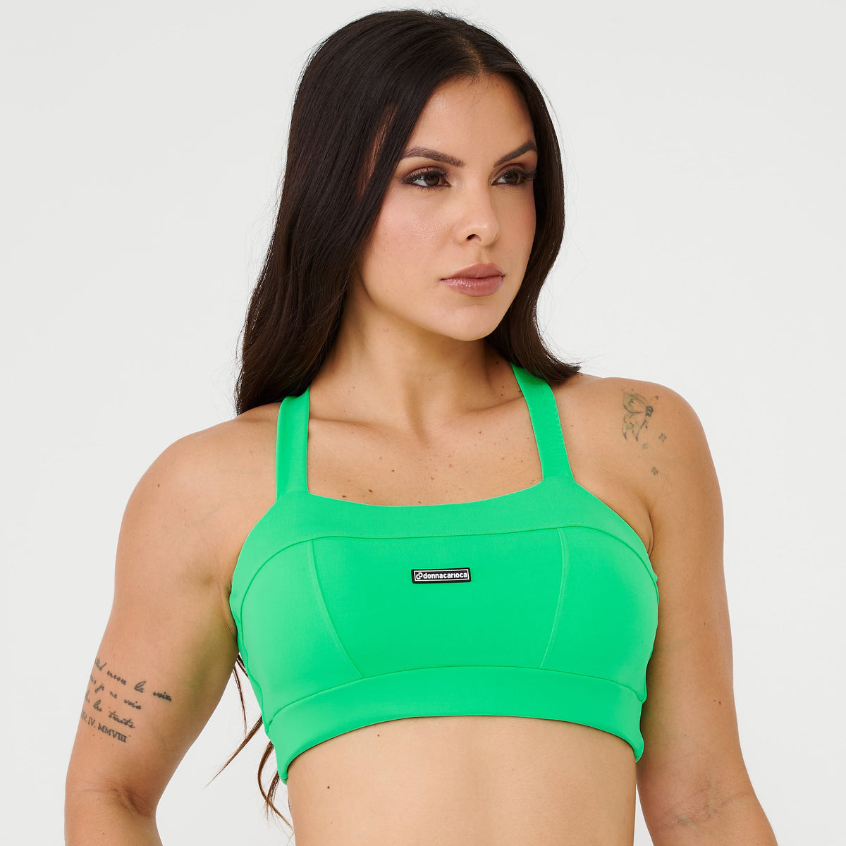 Top Faixa Com Recortes Verde Mint em Suplex Poliamida Com Bojo